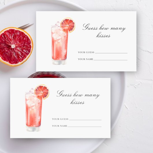 Guess how many kisses Cocktail bridal shower Informatiekaartje