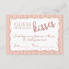 Guess How Many Kisses Game Blush Pink Striped Card Bedankkaart
