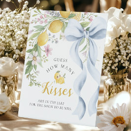 Guess How Many Kisses Main Squeeze Bridal Shower Reclamebord Met Voetstuk