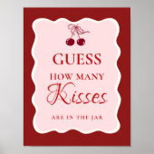 Guess how many Kisses valentine Bridal Shower Sign Poster (Voorkant)