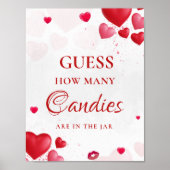 Guess how many Kisses valentine Bridal Shower Sign Poster (Voorkant)