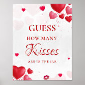 Guess how many Kisses valentine Bridal Shower Sign Poster (Voorkant)