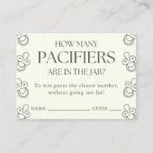 Guess How Many Pacifiers Baby Shower Game Informatiekaartje (Voorkant)
