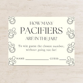 Guess How Many Pacifiers Baby Shower Game Informatiekaartje