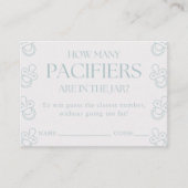 Guess How Many Pacifiers Boy Baby Shower Game Informatiekaartje (Voorkant)