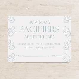 Guess How Many Pacifiers Boy Baby Shower Game Informatiekaartje