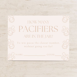 Guess How Many Pacifiers Girl Baby Shower Game Informatiekaartje