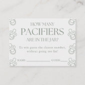 Guess How Many Pacifiers Sage Baby Shower Game Informatiekaartje (Voorkant)