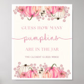 Guess How Many Pumpkins Are In The Jar Sign Poster (Voorkant)