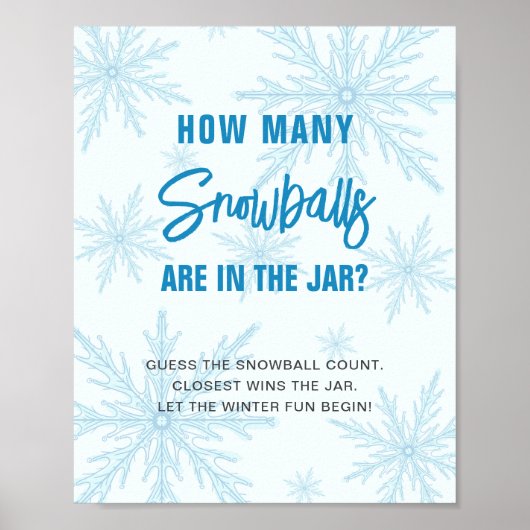 Guess How Many Snowballs Winter Baby Shower Poster (Voorkant)