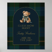 Guess How Many Teddy Bears Baby Shower Game Sign Poster (Voorkant)