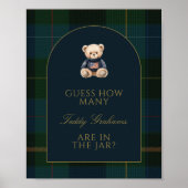 Guess How Many Teddy Bears Baby Shower Game Sign Poster (Voorkant)