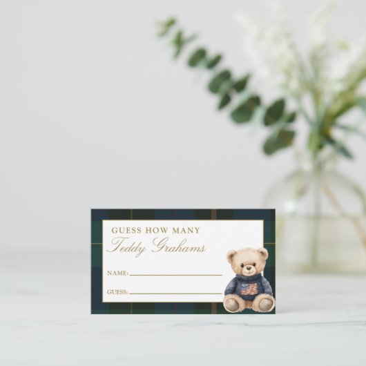 Guess How Many Teddy Grahams Baby Shower Game Informatiekaartje (Staand voorkant)