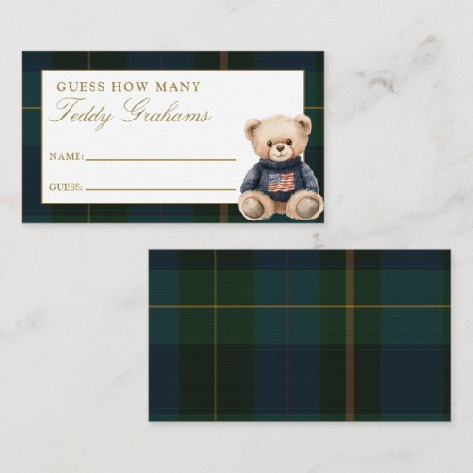 Guess How Many Teddy Grahams Baby Shower Game Informatiekaartje (Voorkant / Achterkant)
