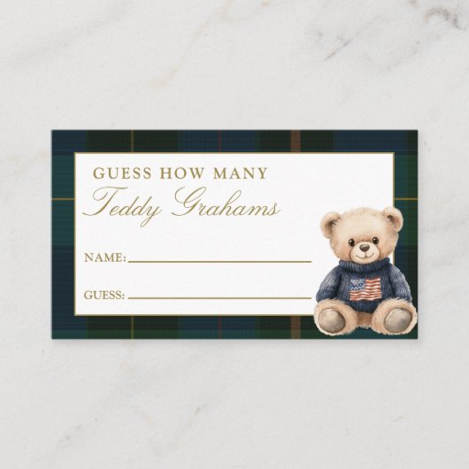 Guess How Many Teddy Grahams Baby Shower Game Informatiekaartje (Voorkant)