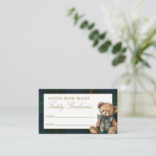 Guess How Many Teddy Grahams Baby Shower Game Informatiekaartje (Staand voorkant)