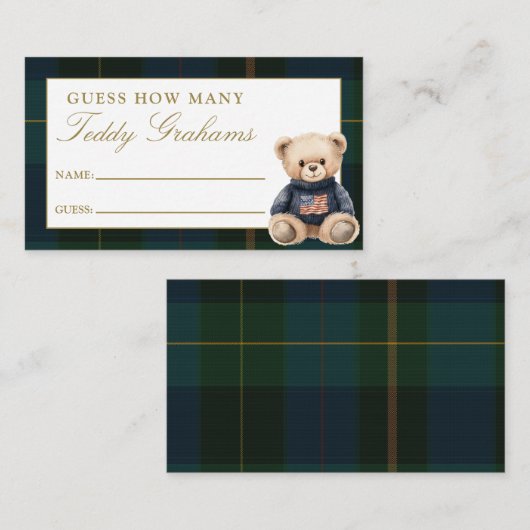 Guess How Many Teddy Grahams Baby Shower Game Informatiekaartje (Voorkant / Achterkant)