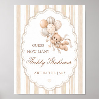 Guess How Many Teddy Grahams Baby Shower Game Poster