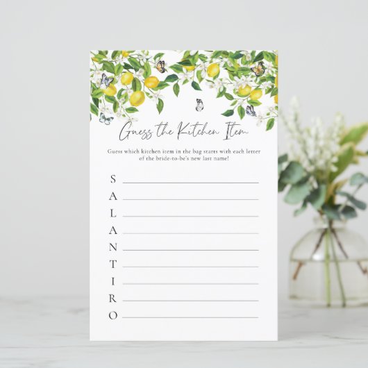 Guess Keuken Item | Citroen Vrijgezellenfeest Spel (Staand voorkant)