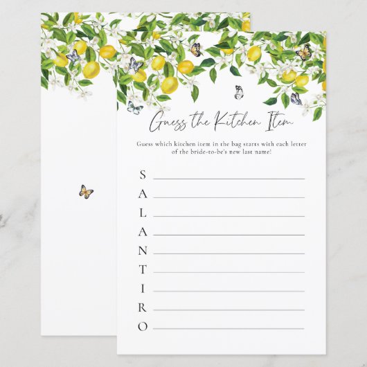 Guess Keuken Item | Citroen Vrijgezellenfeest Spel (Voorkant / Achterkant)