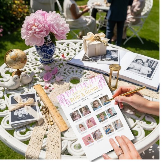 Guess the Age Bridal Shower Pink game Kaart