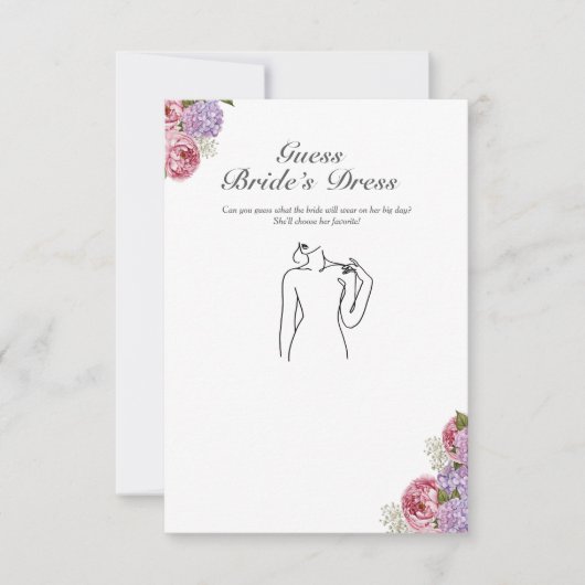 Guess the Dress Bridal Shower Floral game Kaart (Voorkant)