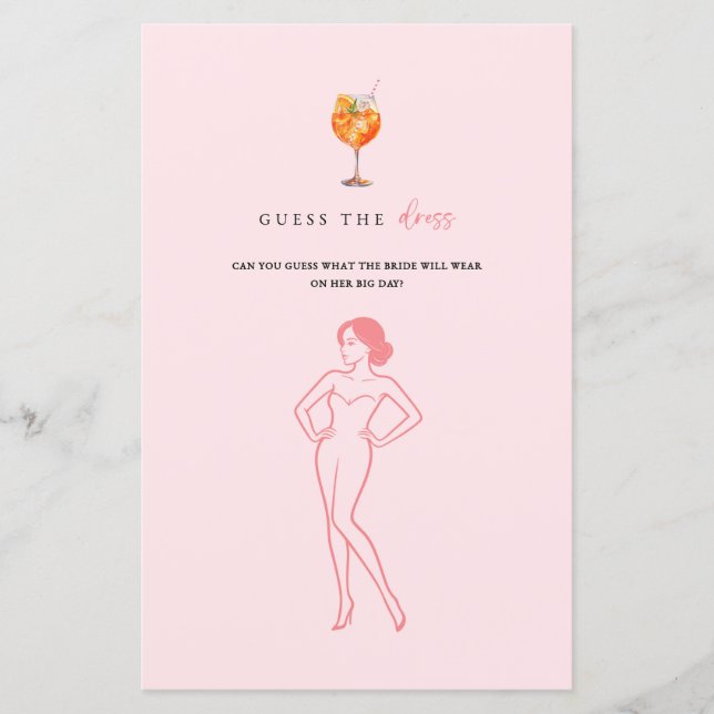 Guess the Dress Spritz Bridal Shower Game (Voorkant)
