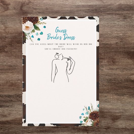 Guess the Dress Vrijgezellenfeest Rustiek Boho spe Kaart