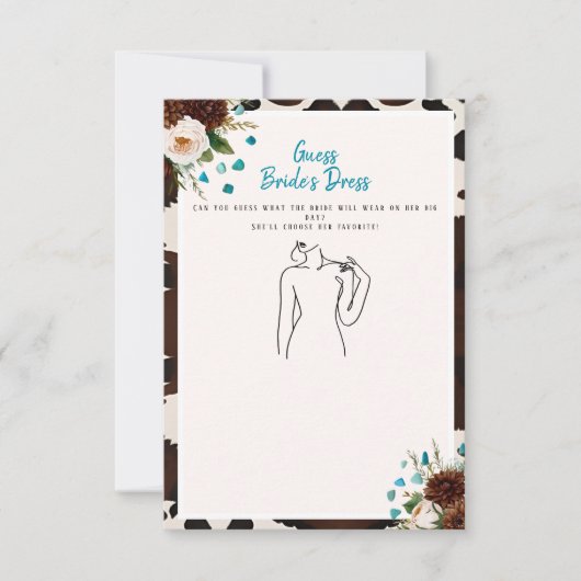 Guess the Dress Vrijgezellenfeest Rustiek Boho spe Kaart (Voorkant)
