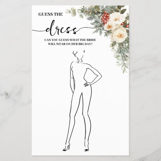 Guess the Dress Winter Bridal Shower Game Card Flyer (Voorkant)
