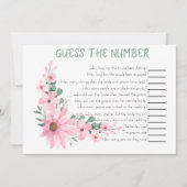 Guess The Number Bridal Shower Game Pink Flowers Notitiekaartje (Voorkant)