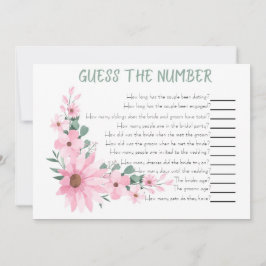 Guess The Number Bridal Shower Game Pink Flowers Notitiekaartje