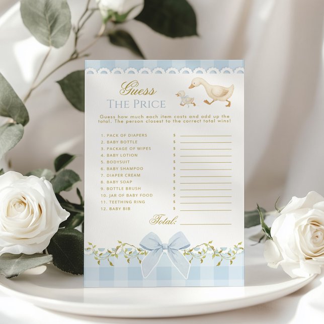 Guess the Price Silly Goose Blue Gingham Baby Game (Creator heeft geüpload)