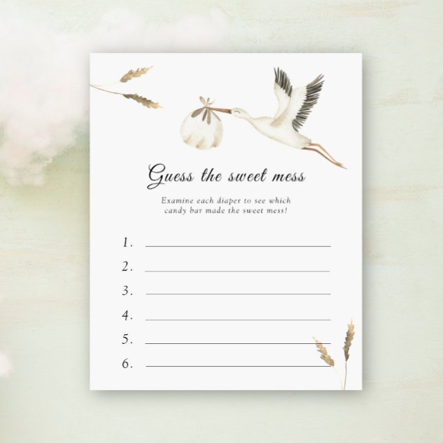 Guess The Sweet Mess - Stork Baby shower Game beki (Creator heeft geüpload)
