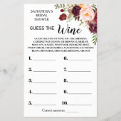Guess the Wine Bridal Shower Marsala Game Card Flyer (Voorkant)