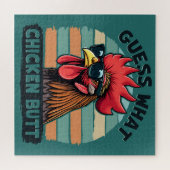 Guess What Chicken Butt Funny Retro Rooster Legpuzzel (Horizontaal)