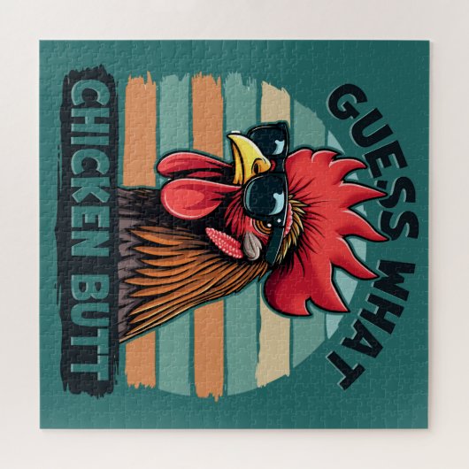 Guess What Chicken Butt Funny Retro Rooster Legpuzzel (Horizontaal)