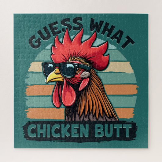 Guess What Chicken Butt Funny Retro Rooster Legpuzzel (Verticaal)