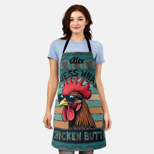 Guess What Chicken Butt Funny Retro Rooster Schort (Gedragen)