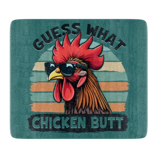 Guess What Chicken Butt Funny Retro Rooster Snijplank (Voorkant)