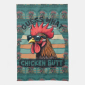 Guess What Chicken Butt Funny Retro Rooster Theedoek (Verticaal)