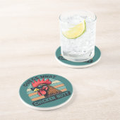 Guess What Chicken Butt Funny Retro Rooster Zandsteen Onderzetter (Zijkant)