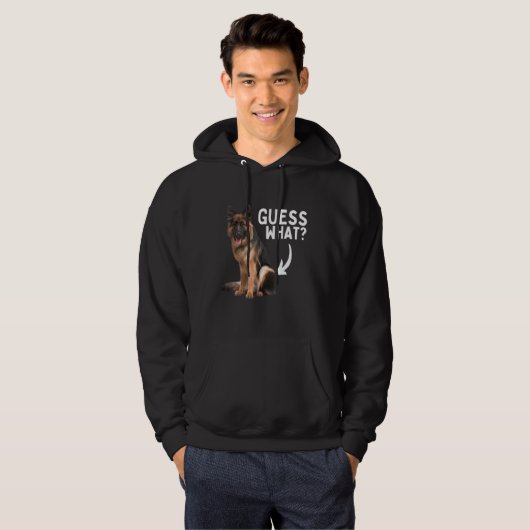 Guess What German Shepherd Butt! Funny Dog Mom Dad Hoodie (Voorkant volledig)