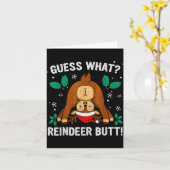 Guess What Reindeer Bu-tt Funny Christmas Family C Kaart (Gele Bloem)