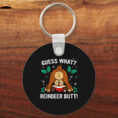 Guess What Reindeer Bu-tt Funny Christmas Family C Sleutelhanger (Voorkant)