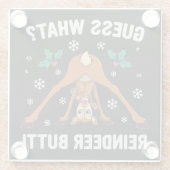 Guess What Reindeer Butt Christmas Joke Glazen Onderzetter (Achterkant)