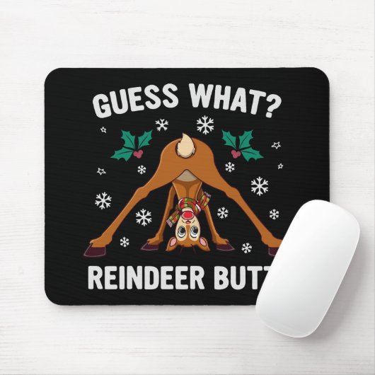 Guess What Reindeer Butt Christmas Joke Muismat (Met muis)