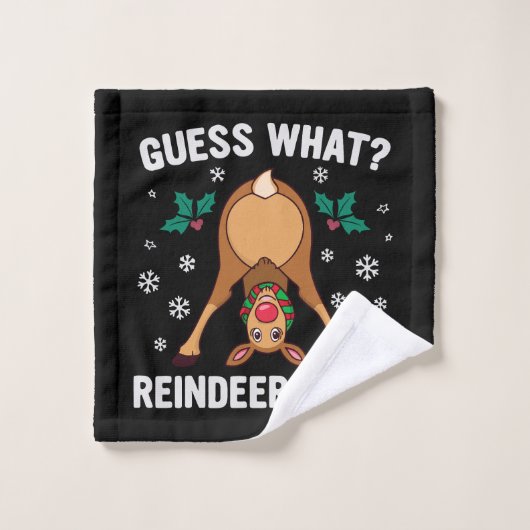 Guess What Reindeer Butt Christmas Joke Washandje (Wasdoekje)