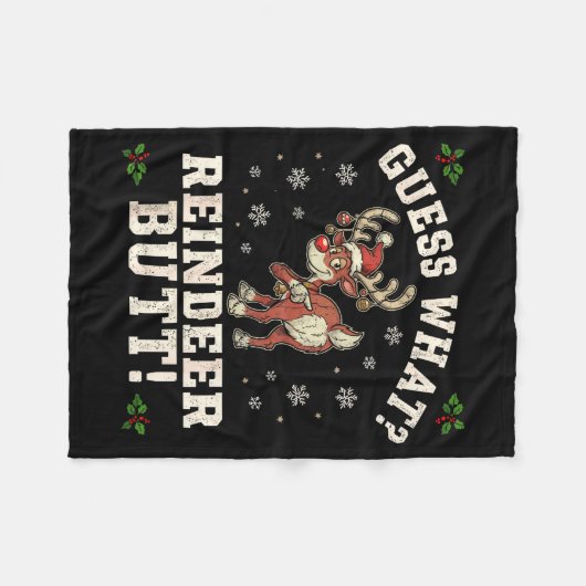 Guess What Reindeer Butt Funny Christmas  Fleece Deken (Voorkant (Horizontaal))