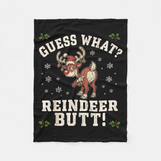 Guess What Reindeer Butt Funny Christmas  Fleece Deken (Voorkant)